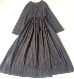 美品♪ヌキテパ　カシュクールワンピース　コットンボイル　ブラック　黒　2WAY 美品✨ ヌキテパ カシュクールワンピース コットンボイル