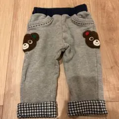 miki HOUSE グレー クマ刺繍 パンツ 90cm