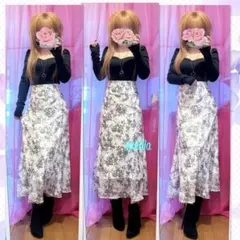 【INGNI】花柄シフォン バックレースアップ マーメイドスカート 綺麗目 量産