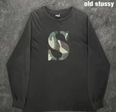 old stussy 白タグ　ロンTカモフラージュロゴ 長袖　Sロゴ