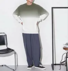 ナノユニバース グラデーション クルーネック ニット コットン100% ゆったり