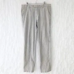 ビューティ&ユース ユナイテッドアローズ パンツ ストライプ 白 グレー L 綿