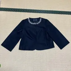 STRAWBERRY-FIELDS ノーカラージャケット 黒 ビジュー