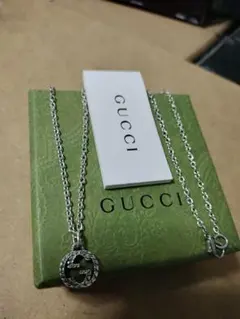 ほぼ未使用 GUCCIグッチ アラベスクインターロッキングネックレス 箱カード付