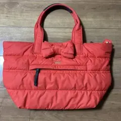 美品　ケイトスペード ナイロン バッグ　リボン　赤　レッド