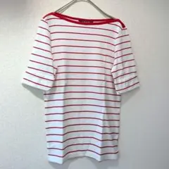 ​【美品】ローレンラルフローレン ボートネック ボーダーカットソー 刺繍ロゴ Mのサムネイル