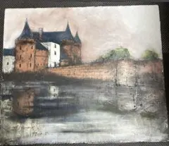 FFK150 真作保証 的場錠 「河辺の秋」油彩画 10号 風景画 直筆サイン