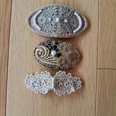 レースとパールのヘアピン3点セット
