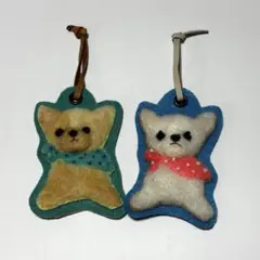 チワワ 羊毛フェルトチャーム(カバンチャーム) 2個セット ハンドメイドのサムネイル