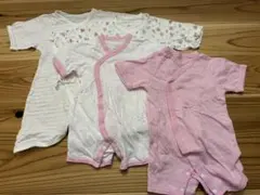 女の子60-70 コンビ肌着 ロンパース 4点セットまとめ売り 出産準備 ピンク