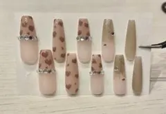 ネイルチップ ヒョウ柄ネイル ロングネイル ギャルネイル レオパードネイル