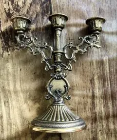 フランス製 カンペール焼き キャンドルスタンド ペア ピンク 花柄 陶器