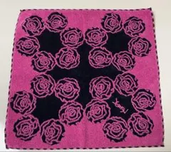 【未使用】Yves Saint Laurent 薔薇 ロゴ刺繍タオルハンカチ