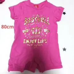 BABYDOLL ピンクロンパース ゴールドプリント