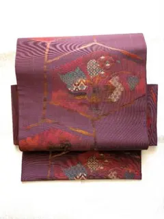 八寸名古屋帯 花柄 紫色