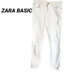 2061M ZARA　ダメージジーンズ　スキーニー デニムパンツ　ホワイト　白