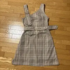 CECIL McBEE チェック柄 ベージュ系 ジャンパースカート