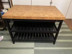 IKEA 】ヴァドホルマ- アイランドキッチン ブラック/オーク - メルカリ