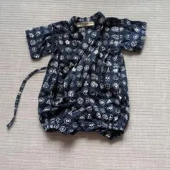 和柄 甚平 70cm 紺色 綿100% ロンパース