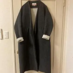 エンフォルド✨ウールリバー ノーカラーコート　ダークグレー　アイボリー　36