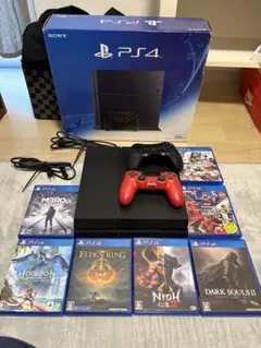 Sony PS4 本体 、赤、黒コントローラー ゲーム7本付き
