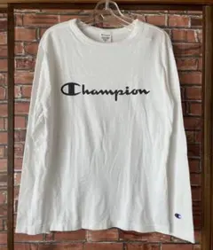Champion チャンピオン メンズ 長袖Tシャツ ホワイト M シンプル 白