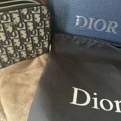 Dior ショルダーバッグ キャンバス レザー ネイビー ブラック