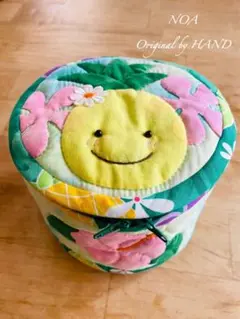 ハワイアンキルト♡パイナップルの丸型ソーイングケース♪バニティケース♪