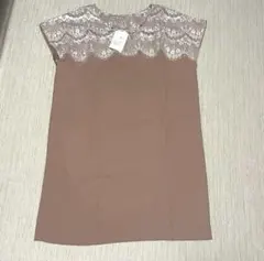 【新品未使用 タグ付き】ワンピース　半袖　レース　ベージュ　ロペピクニックのサムネイル
