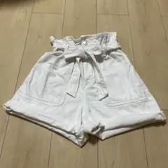 Zara ショートパンツ　白デニム　ホワイト　0/22 ハイウエスト　ザラ