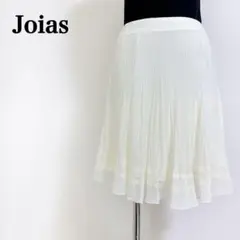 ジョイアス◎レース×プリーツ 白フレアスカート M 上品 春夏通勤