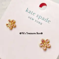 B574/kate spade/ゴールド ピンクパヴェ ミニフラワー お花ピアス