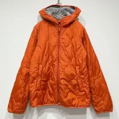 ユニクロ キルティング フード ジャケット 無地 XS オレンジ ナイロン