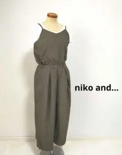 ニコアンド…　オールインワン　キャミ ワイドパンツ サロペット　カーキ　サイズ3