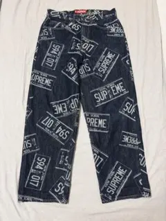 Supreme 総柄 デニムパンツ ネイビー 34 - メルカリ