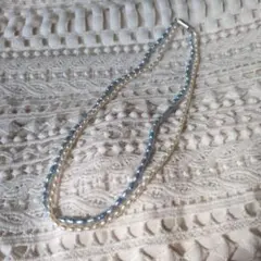 青と白のパール 二重ネックレス