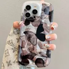 【最安値】iPhone13 ケース 蝶々 バタフライ韓国 透明　ニュアンスカラー