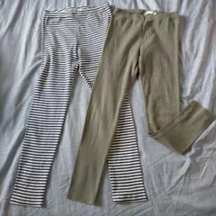 H&M オーガニックコットンレギンス ボーダー 120cm 122cm セット