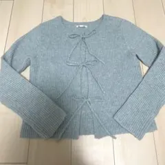 GU フロントリボンカーディガン ブルー　水色　春服　パステルカラー