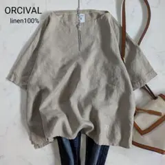 ORCIVAL リネン100% プルオーバー シャツ ベージュ ボートネック Mのサムネイル