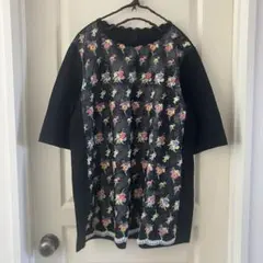 未使用✨4298シズカコムロ洋服屋✨フラワー花柄刺繍レースチュニックカットソーLのサムネイル