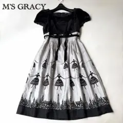 M'S GRACY フレアワンピース ベロア リボン Aライン　日本製 半袖のサムネイル