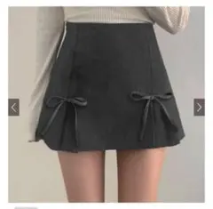 GRLグレイル インパン裏地付きリボンプリーツミニスカート[gn195] グレー