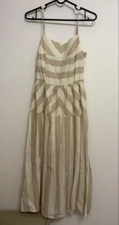 【美品】H&M リネンブレンド キャミワンピース ストライプ 38