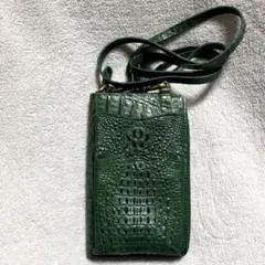 クロコダイル調　ウォレットショルダー　スマホショルダー　ラウンドファスナー長財布