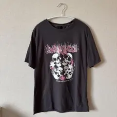 グレー グラフィックプリント 半袖Tシャツ