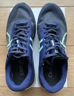 ASICS ランニングシューズ ネイビー/ライム