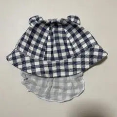 チェック柄耳付き　ベビー帽子 46cm