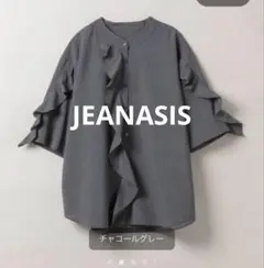 JEANASIS ジーナシスフロントフリルトリムシャツ　フリルシャツ　グレー