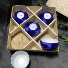 深川製磁　有田焼　蓋付き湯呑み茶碗５客 #瑠璃流水紋